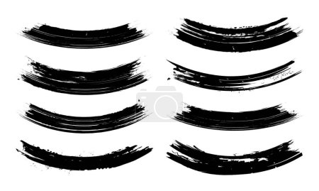 Ilustración de Conjunto de vectores aislados de trazo de cepillo de grunge curvado - Imagen libre de derechos