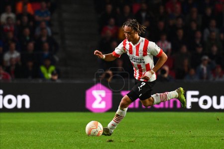 Photo for NETHERLANDS, EINDHOVEN - OCTOBER 27, 2022: Xavi Simons. The match of UEFA Europa League PSV Eindhoven vs Arsenal London - Royalty Free Image