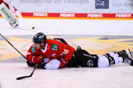 Photo for DUESSELDORF, GERMANY - OCTOBER 28, 2022: JOONAS JRVINEN. Hockey match DEL Duesseldorfer EG - Koelner Haie - Royalty Free Image