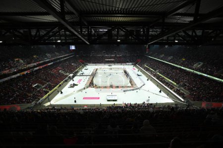 Photo for COLOGNE, GERMANY - DECEMBER 3, 2022:  Rhein-Energie Stadion. Winter Game. Hockey match DEL Koelner Haie - Adler Mannheim - Royalty Free Image