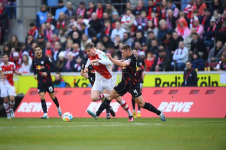 Photo for COLOGNE, GERMANY - 04.02.23: Willi Orban vs Steffen Tigges. The match of 1. Bundesliga 1.FC Koeln vs RB Leipzig at RHEIN ENERGIE STADION - Royalty Free Image