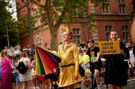 Photo for COLOGNE, GERMANY - 9 JULY 2023: Participant of Street Parade of the Christopher Street Day (CSD), Gay Pride. LGBT - Royalty Free Image