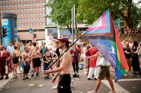 Photo for COLOGNE, GERMANY - 9 JULY 2023: Participant of Street Parade of the Christopher Street Day (CSD), Gay Pride. LGBT - Royalty Free Image