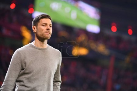 Photo for LEVERKUSEN, GERMANY - 3 APRIL, 2024: Xabi Alonso, The Germany Cup. DFB Pokal match FC Bayer 04 Leverkusen vs Fortuna Duesseldorf at BayArena - Royalty Free Image