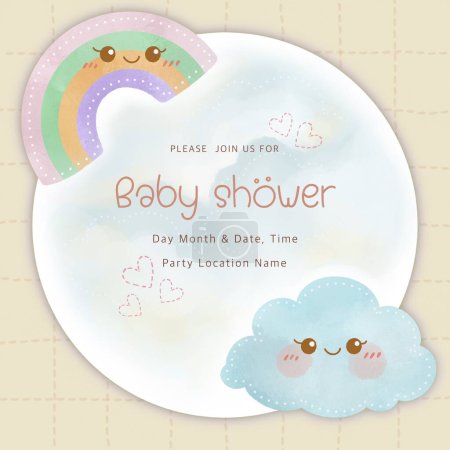 Photo for Shower invitation template with cute little baby boy - Royalty Free Image