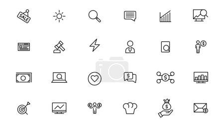 Illustration for Business and Finance web icons in line style. Money, bank, contact, infographic. Icon collection. Vector illustration - Royalty Free Image