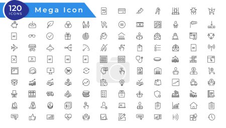 Business icons. Business and Finance web icons in line style. Money, bank, contact, infographic. Icon collection. Vector illustration