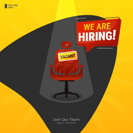 We're hiring Square banner design. We are hiring job announcement template design employee vacancy announcement vacant position vector.