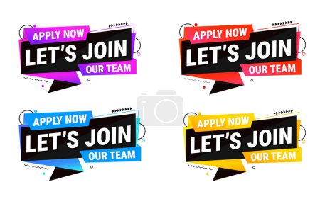 We're hiring tag set design. We are hiring job announcement template design employee vacancy announcement vacant position vector.