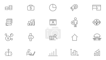 Illustration for Business people line icons set collection. Teamwork, human resources, meeting, partnership, success, resume, co-workers, cooperation icons. Outline icon collection. Thin outline icons pack - Royalty Free Image