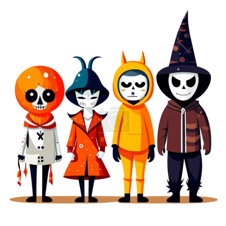 Foto de Disfraces de miedo halloween ilustración de dibujos animados - Imagen libre de derechos