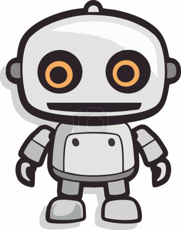 Illustration for Minimal Robot Sticker. White background - Royalty Free Image