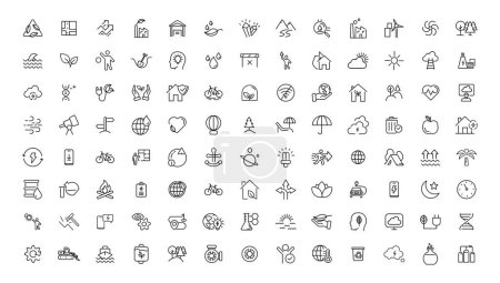 Illustration for Environment and nature linear icons collection.simple outline icons collection, Pixel Perfect icons, Simple vector illustratio - Royalty Free Image