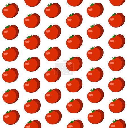 Photo for Tomato seamless pattern on white background. Flat illustration - Royalty Free Image