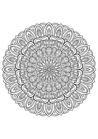 Photo for Floral mandala outline illustration. Coloring book page - Royalty Free Image