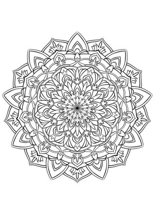 Photo for Floral mandala outline illustration on transparent background. Antistress coloring book page - Royalty Free Image