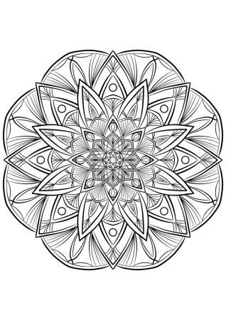 Photo for Floral mandala outline illustration on transparent background - Royalty Free Image