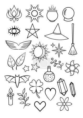 Magic icons vector set, witchcraft icons