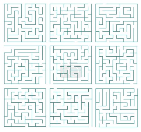 Illustration for Labyrinth. Tangled maze lines. Logic game, route. Green geometric pattern. EPS 10. - Royalty Free Image