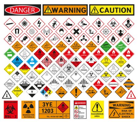 Illustration for Vector hazardous material signs. All classes. - Royalty Free Image