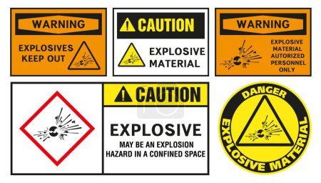 Illustration for Explosive warning signs. Hazard signs. - Royalty Free Image