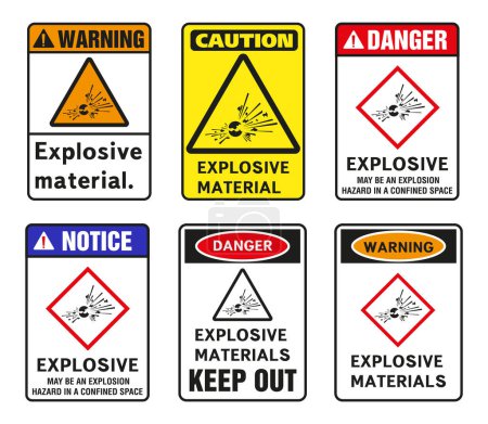 Illustration for Explosives warning sign. Warning symbol. Class 1 warning signs. - Royalty Free Image