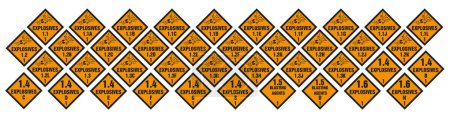 Illustration for Explosive warning signs. Hazard signs of the 1st class. - Royalty Free Image