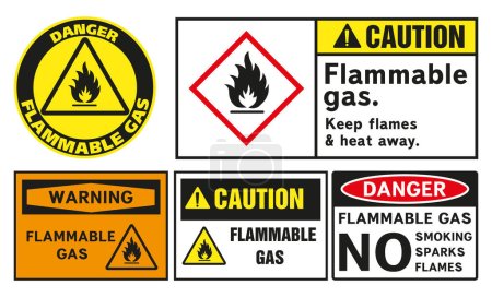 Ilustración de Materiales combustibles peligrosos. Pictogramas de peligro. - Imagen libre de derechos
