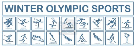 Illustration for Winter Olympic sports. Set of sports icons. Winter Olympic sports icons. EPS 10. - Royalty Free Image