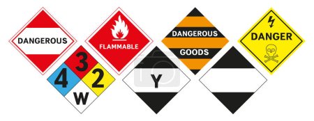 Ilustración de Señales de peligro para el transporte de mercancías. Gráficos vectores. EPS 10. - Imagen libre de derechos