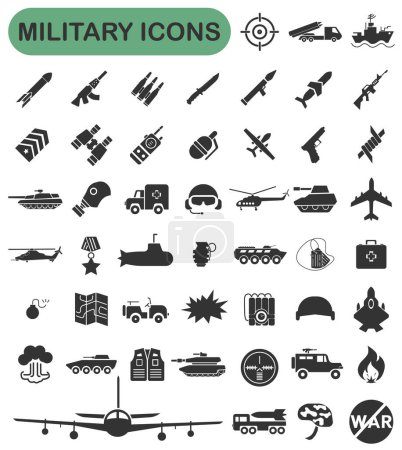 Military icons in vector lines, military army minimal design, editable stroke for any resolution. EPS 10.