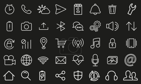 Illustration for Interface icons. Frequently used interface icons. Media and photo settings. EPS 10. - Royalty Free Image
