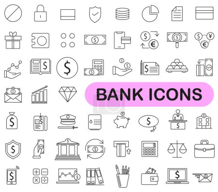 Foto de Interfaz bancaria. Los iconos se utilizan en la banca. Conjunto de iconos de línea delgada bancaria. EPS 10. - Imagen libre de derechos