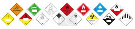 Ilustración de Signos de mercancías peligrosas. Señal de advertencia. Iconos de transporte de peligro. EPS 10. - Imagen libre de derechos