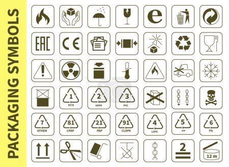 Illustration for A set of packaging symbols for transportation, storage and product information. ESP 10. - Royalty Free Image