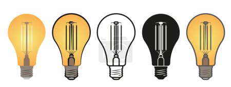 Illustration for Light bulb icon on a light background. Electric lamp, electricity. Contour, flat and color style. EPS 10. - Royalty Free Image