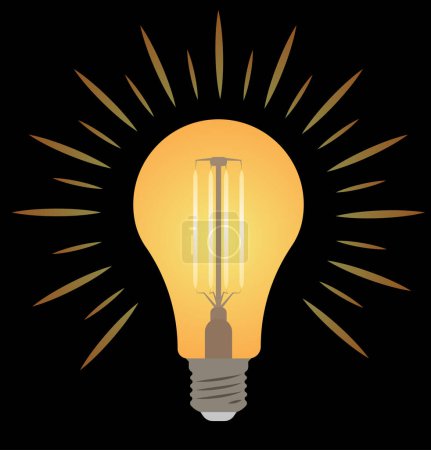 Illustration for A light bulb that burns. Electric lamp, electricity. Color style. EPS 10. - Royalty Free Image