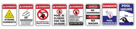 Pool signs. Guidelines and rules of behavior in the pool. EPS 10.