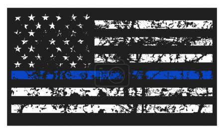 Aged American Police Flag. Vector image of American flag. Vector illustration of the USA flag. EPS 10.