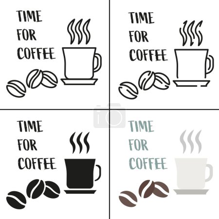 Cup of coffee icon. A cup of coffee with smoke. Set of coffee cups in different styles. EPS 10.