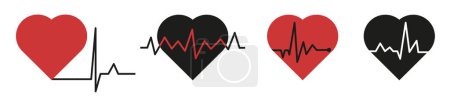 Cardiogramas de un corazón sano. Palpitaciones. Conjunto de elementos de diseño de cardiograma. EPS 10.