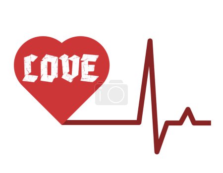 Téléchargez les illustrations : L'amour dans le cardiogramme du cœur. Palpitations. Élément de conception de cardiogramme. SPE 10. - en licence libre de droit