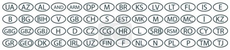 Oval sticker of the countries of the European Union and not only. With country code. EPS 10.