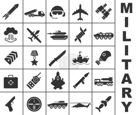 Military icons, minimal design. Military and army. Modern icons of war. EPS 10.