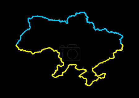Ukrainian patriotism. Abstraction with Ukrainian symbols. The borders of Ukraine are a line. EPS 10.