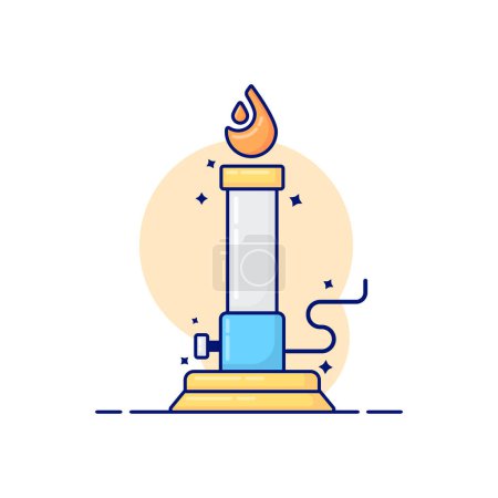 Illustration for Bunsen Burner Cute cartoon illustration icon, science icon object, flat carton design style, isolated by white, good for resource design, asset design, element design, children books - Royalty Free Image