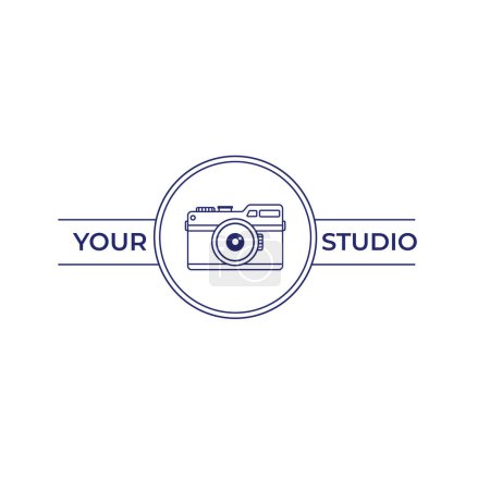 Téléchargez les illustrations : Photographie Studio Style minimaliste monoline art logo, logo immobilier moderne simple, modèle vectoriel pour votre marque - en licence libre de droit