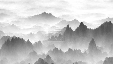 Téléchargez les photos : Montagnes dans le paysage de brouillard - en image libre de droit