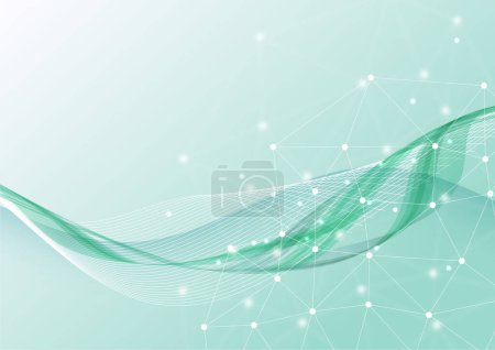 Illustration for Green abstract wave network background - Royalty Free Image
