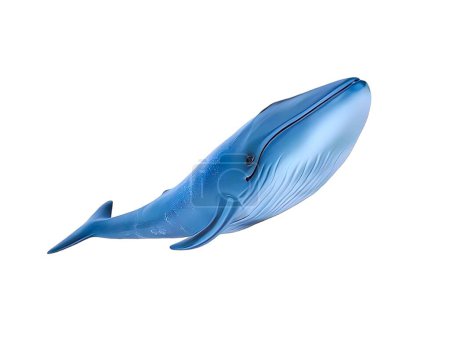 Ballena azul miniatura animal sobre fondo blanco